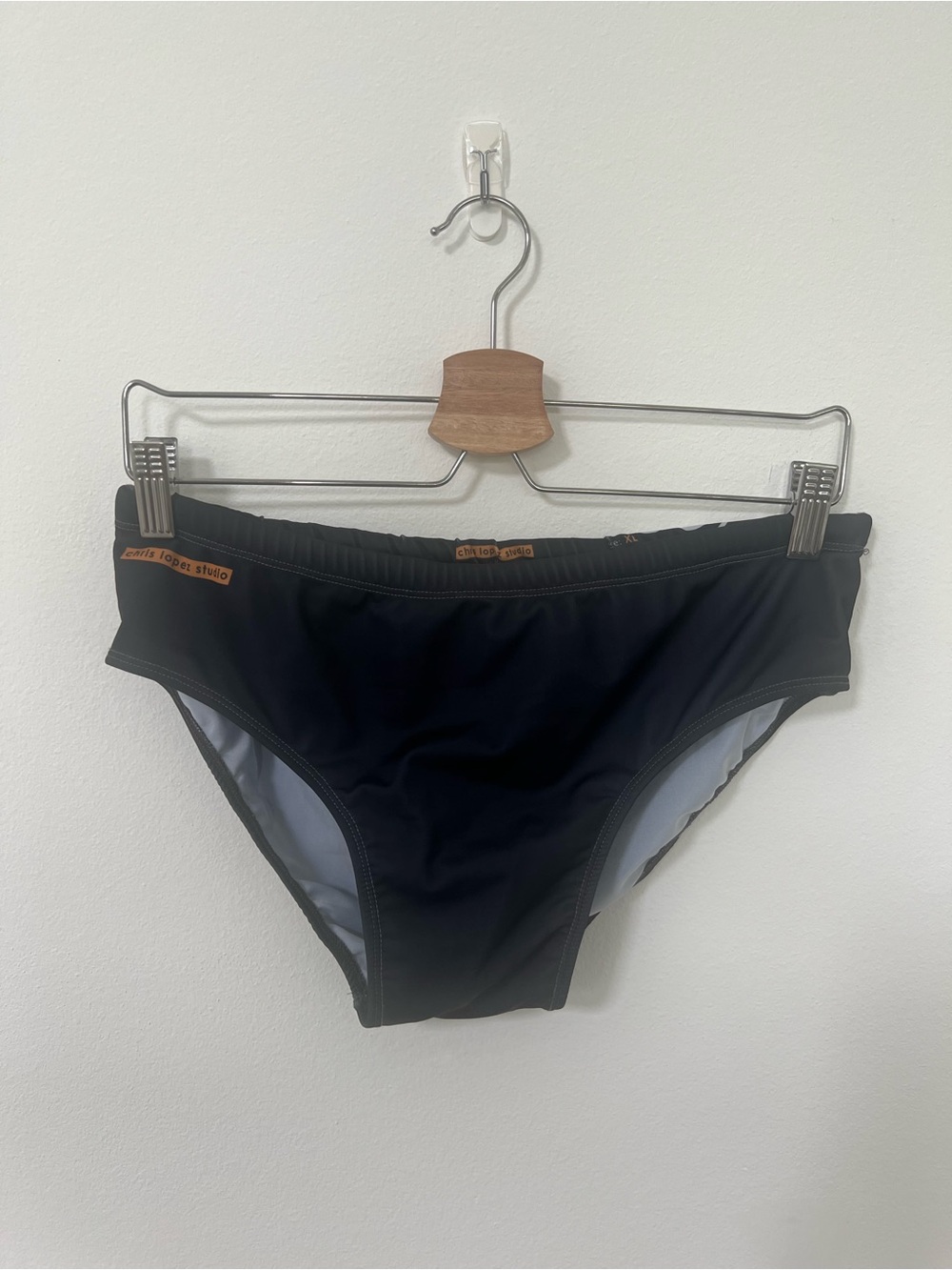 Men’s Chris Lopez Studio XL Black Swim Brief with Face Detail on Back